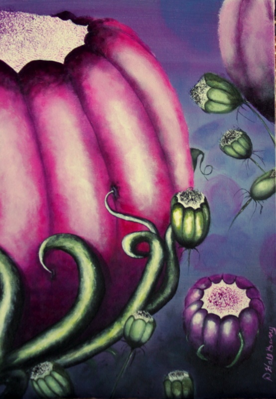 GARDEN OF SLUMBER Acrylic on Cotton Board. 42cm x 29.5cm 16.5